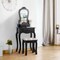 Makeup Dressing Table and Bench 3 Drawers and Cushioned Stool for Girls-Black
